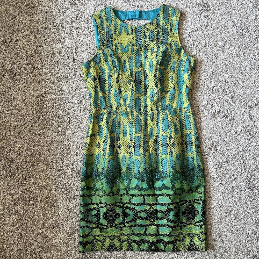 Muse Dress Size 12 Green Black Turquoise Sleeveless‎ Cutout Back